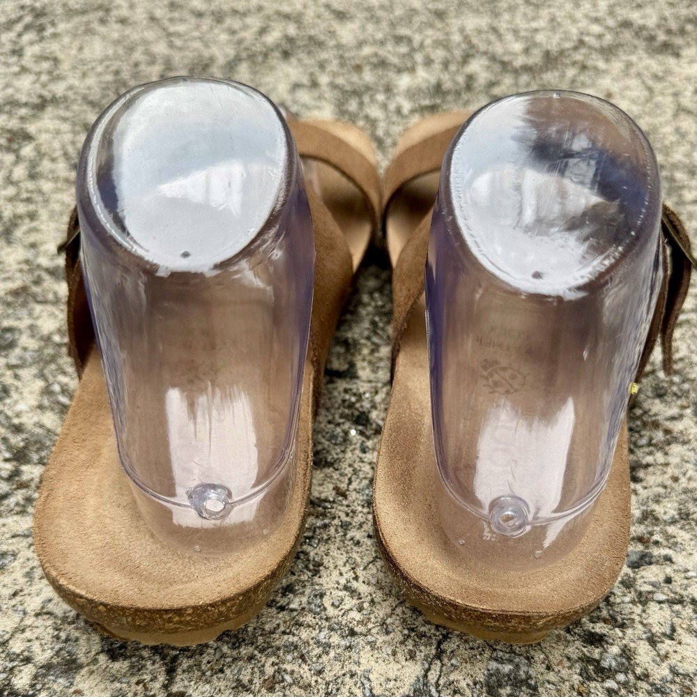 Yokono‎ Women's Sz 8 Brown Tan Leather Two Strap Slide On Sandal Made In Spain - Picture 6 of 15